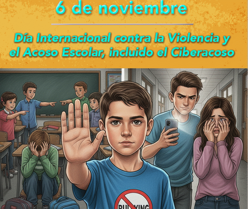 Cada primer jueves de noviembre se celebra el 𝗱𝗶́𝗮 𝗜𝗻𝘁𝗲𝗿𝗻𝗮𝗰𝗶𝗼𝗻𝗮𝗹 𝗰𝗼𝗻𝘁𝗿𝗮 𝗹𝗮 𝗩𝗶𝗼𝗹𝗲𝗻𝗰𝗶𝗮 𝘆 𝗲𝗹 𝗔𝗰𝗼𝘀𝗼 𝗘𝘀𝗰𝗼𝗹𝗮𝗿, 𝗶𝗻𝗰𝗹𝘂𝗶𝗱𝗼 𝗲𝗹 𝗖𝗶𝗯𝗲𝗿 𝗮𝗰𝗼𝘀𝗼. Un problema cada vez mas extendido, sobre todo con niños con discapacidad como un blanco fácil.